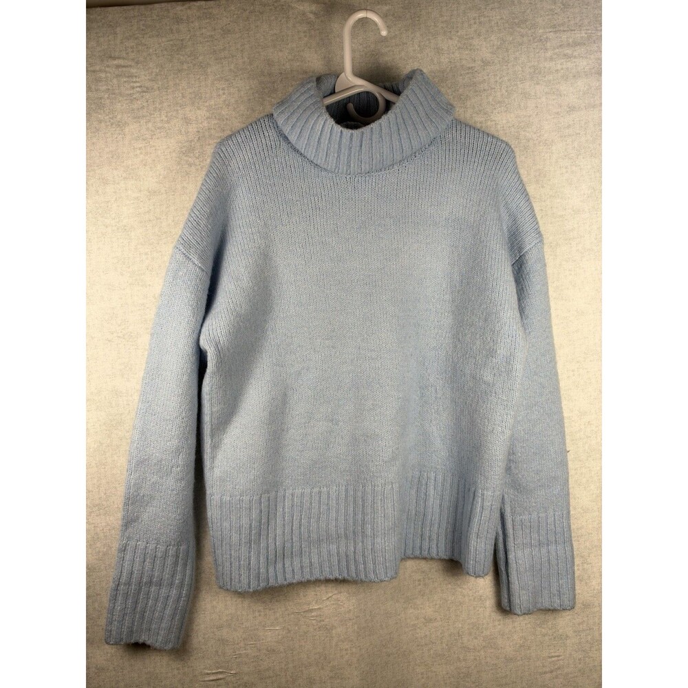 SO Womens Slouch Sweater Size Small Baby Blue Knit Turtleneck Pullover Cozy Soft